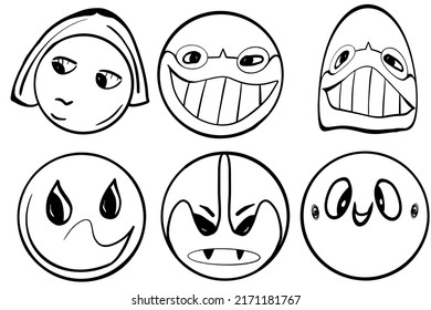Psychedelic Cartoon Face Crazy Graffiti Smile Stock Vector (Royalty ...