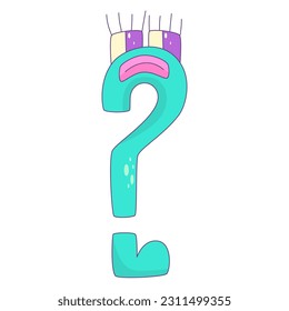 Psychedelic Character Funny Sign. Craetive trippy character cartoon graphic. Comic funny emotions. Vector illustration