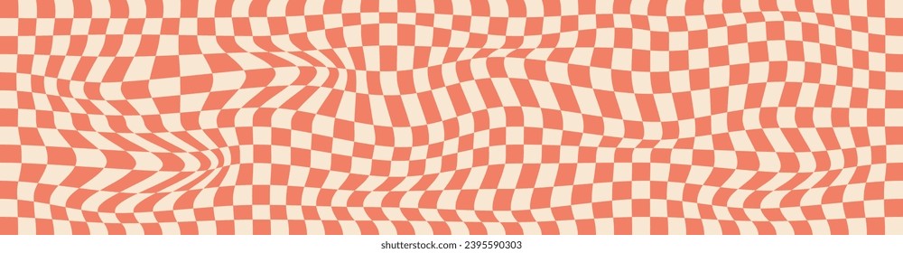 Psychedelic checkerboard, abstract groovy background in retro style 