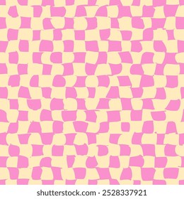 Psychedelic checkerboard or camouflage. Visually striking design featuring groovy colors. Trippy geometric shapes. Optical illusions, retro art style, mesmerizing visual vintage vector illustration