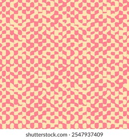 Psychedelic checkerboard or camouflage. Visually striking design featuring groovy colors. Trippy geometric shapes. Optical illusions, retro art style, mesmerizing visual vintage vector illustration