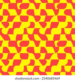 Psychedelic checkerboard in Catalonia flag style. Red stripes on a yellow background. Catalan identity and pride. Regions struggle for independence, autonomy and cultural heritage vector illustration