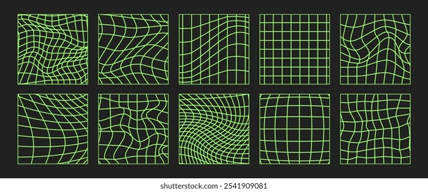 Psychedelic Checkerboard. Gradient Trippy checkered wallpaper. Linear Groovy background. Hippie vector illustration in Y2k style. Vintage distorted geometric pattern.