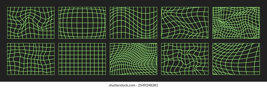 Psychedelic Checkerboard. Gradient Trippy checkered wallpaper. Linear Groovy background. Hippie vector illustration in Y2k style. Vintage distorted geometric pattern.