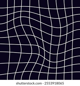 Psychedelic checkerboard grid. Visually striking design featuring contrast black white colors. Trippy geometric shapes. Optical illusions and retro art, mesmerizing visual vintage vector illustration