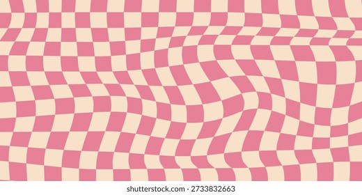 Psychedelic checkerboard, mosaic ornament. Visually striking design featuring pastel colors. Trippy geometric shapes. Optical illusions, retro art, mesmerizing visual vintage vector illustration