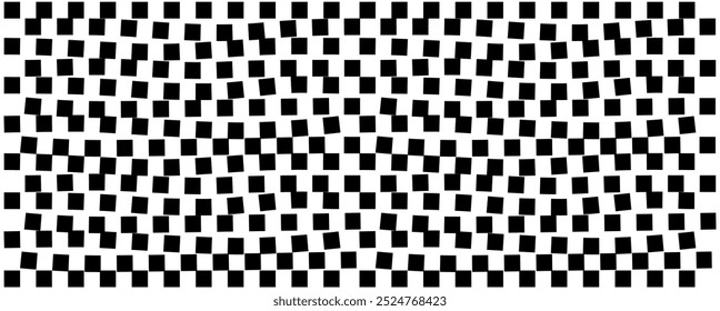 Psychedelic checkerboard pattern. Visually striking design featuring contrast black white colors and trippy geometric shapes. Optical illusions and retro art, mesmerizing visual vector illustration