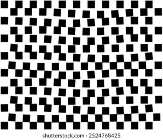 Psychedelic checkerboard pattern. Visually striking design featuring contrast black white colors and trippy geometric shapes. Optical illusions and retro art, mesmerizing visual vector illustration