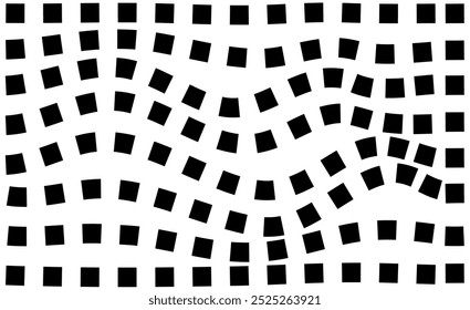 Psychedelic checkerboard pattern. Visually striking design featuring contrast black white colors and trippy geometric shapes. Optical illusions and retro art, mesmerizing visual vector illustration