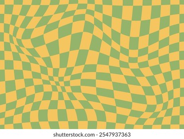 Psychedelic checkerboard pattern. Visually striking design featuring pastel colors and trippy geometric shapes groovy style. Optical illusions retro art, graphic mesmerizing visual vector illustration