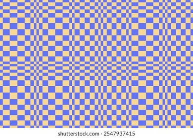 Psychedelic checkerboard pattern. Visually striking design featuring pastel colors and trippy geometric shapes groovy style. Optical illusions retro art, graphic mesmerizing visual vector illustration