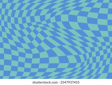 Psychedelic checkerboard pattern. Visually striking design featuring pastel colors and trippy geometric shapes groovy style. Optical illusions retro art, graphic mesmerizing visual vector illustration