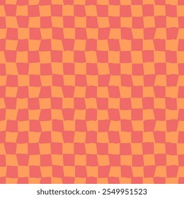 Psychedelic checkerboard pattern. Visually striking design featuring pastel colors and trippy geometric shapes groovy style. Optical illusions retro art, graphic mesmerizing visual vector illustration