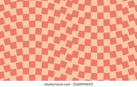 Psychedelic checkerboard pattern. Visually striking design featuring pastel colors and trippy geometric shapes groovy style. Optical illusions retro art, graphic mesmerizing visual vector illustration