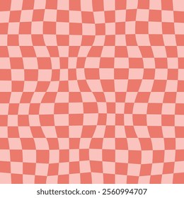 Psychedelic checkerboard pattern. Visually striking design featuring pastel colors and trippy geometric shapes groovy style. Optical illusions retro art, graphic mesmerizing visual vector illustration