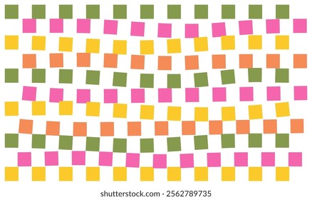 Psychedelic checkerboard pattern. Visually striking design featuring pastel colors and trippy geometric shapes groovy style. Optical illusions retro art, graphic mesmerizing visual vector illustration