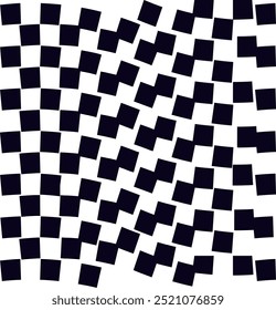 Psychedelic checkerboard or race flag. Visually striking design featuring black white colors. Trippy geometric shapes. Optical illusions, retro art, mesmerizing visual vintage vector illustration