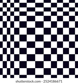 Psychedelic checkerboard or race flag. Visually striking design featuring black white colors. Trippy geometric shapes. Optical illusions, retro art, mesmerizing visual vintage vector illustration