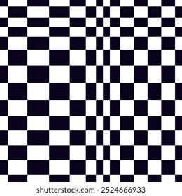 Psychedelic checkerboard or race flag. Visually striking design featuring black white colors. Trippy geometric shapes. Optical illusions, retro art, mesmerizing visual vintage vector illustration