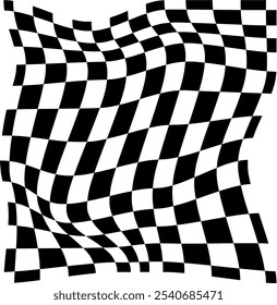 Psychedelic checkerboard or race flag. Visually striking design featuring black white colors. Trippy geometric shapes. Optical illusions, retro art, mesmerizing visual vintage vector illustration