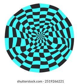 Psychedelic checkerboard sphere. Visually striking design featuring contrast colors in y2k style . Trippy spiral shapes. Optical illusions pattern, retro art, mesmerizing visual vector illustration