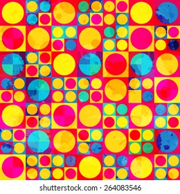 psychedelic circle seamless pattern with grunge effect