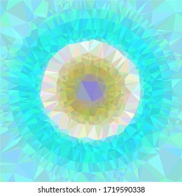 Psychedelic circular low poly background, that looks like a colorful flower