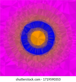 Psychedelic circular low poly background, that looks like a colorful flower