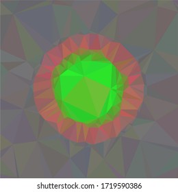 Psychedelic circular low poly background, that looks like a colorful flower