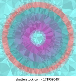 Psychedelic circular low poly background, that looks like a colorful flower