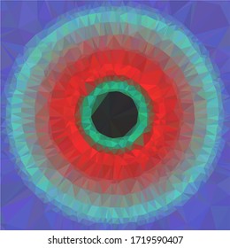 Psychedelic circular low poly background, that looks like a colorful flower