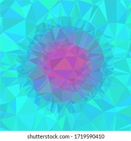 Psychedelic circular low poly background, that looks like a colorful flower