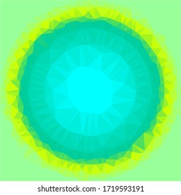 Psychedelic circular low poly background, that looks like a colorful flower