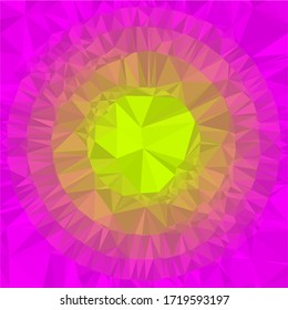 Psychedelic circular low poly background, that looks like a colorful flower