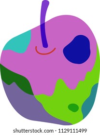 Psychedelic color apple illustration 2