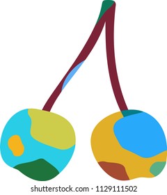 Psychedelic color cherry illustration 2