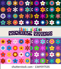 Psychedelic Color Flowers Pattern from the Sixties