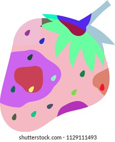 Psychedelic color strawberry illustration 2