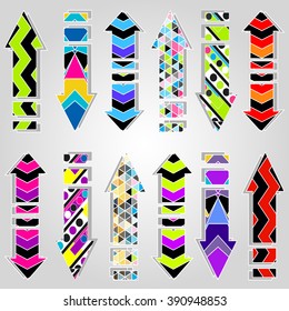 psychedelic colored arrows symbols collection
