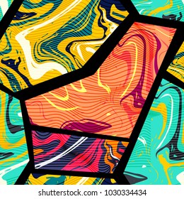 Psychedelic colored geometric seamless pattern