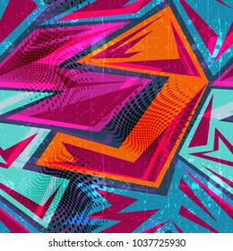 Psychedelic colored geometric seamless pattern
