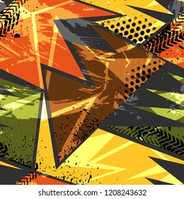 Psychedelic colored geometric seamless pattern