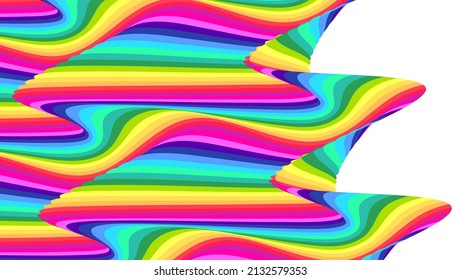 Psychedelic colorful background with colors of rainbow. Abstract pattern with stripes lines. Vector illustration