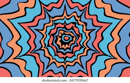 Psychedelic colorful background with concentric abstract shapes.