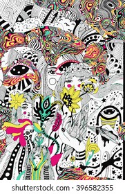 psychedelic colorful doodle background