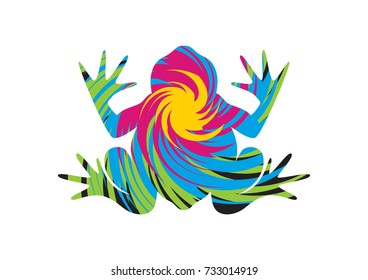 Psychedelic colorful frog icon vector. Abstract frog design element isolated on a white background