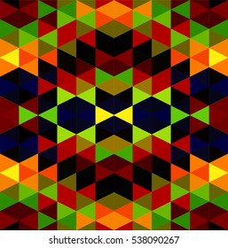 Psychedelic colorful geometry. Stylish decor. Futuristic Background. Abstract backdrop. Unusual Mosaic shape structure. Multi polygonal chaos. Element for internet web site.Vector Illustration.