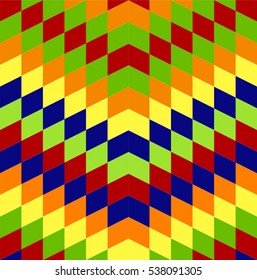Psychedelic colorful geometry. Stylish decor. Futuristic Background. Abstract backdrop. Unusual Mosaic shape structure. Multi polygonal chaos. Element for internet web site.Vector Illustration.