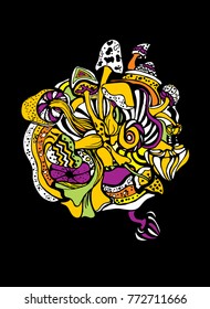 Psychedelic Colorful Mushrooms