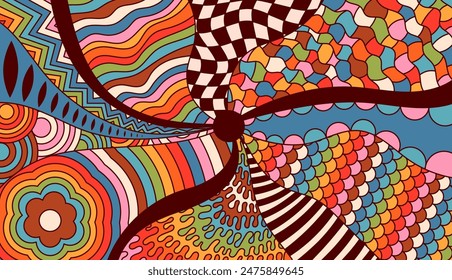 Página para colorear psicodélica con un color cálido estupendo.